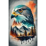 DOUBLE EXPOSURE OF AN FALCON AND A MOUNTAIN PNG (FREE)
